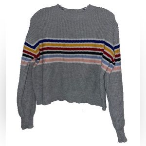 Multi-color Stripe Gray Sweater